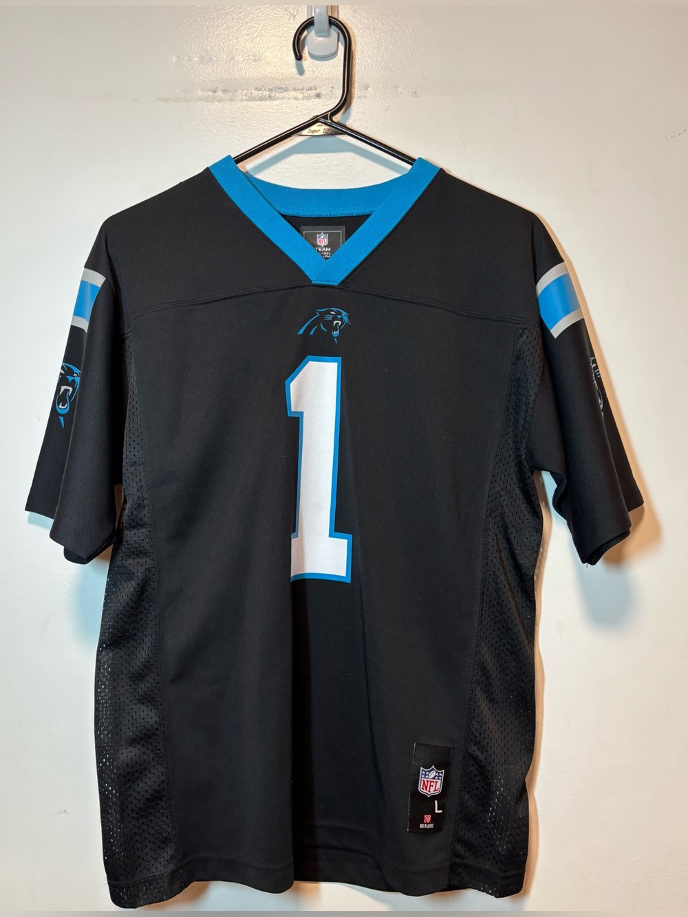 Carolina Panthers  kids NFL Navy and Blue #1 Cam Newton Football Jersey